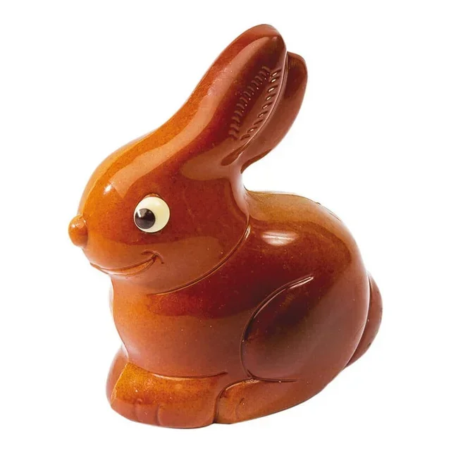 Placa de Coelho em Chocolate - Molde Dupla Impressão Silhueta Sentada