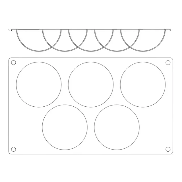 Half Sphere Silicone Mold 5 Cavities - Ø 80 mm - Pastry & Entremets
