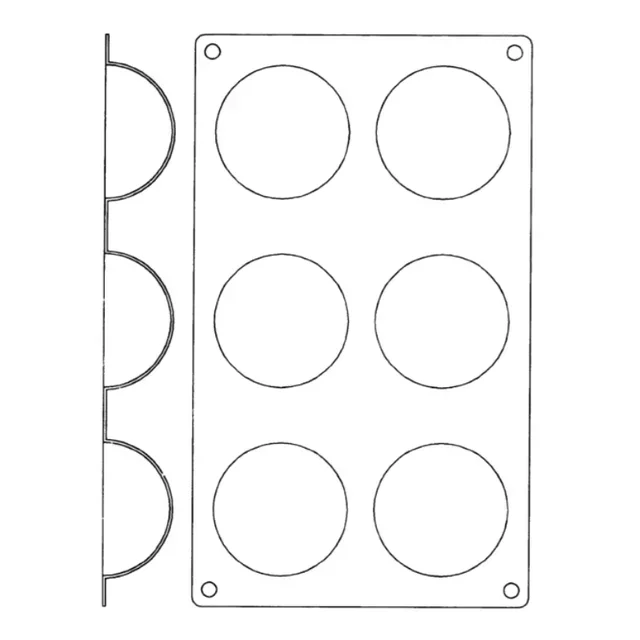 Forma de Silicone Meia-Esfera 6 Cavidades - Diâmetro 70 mm