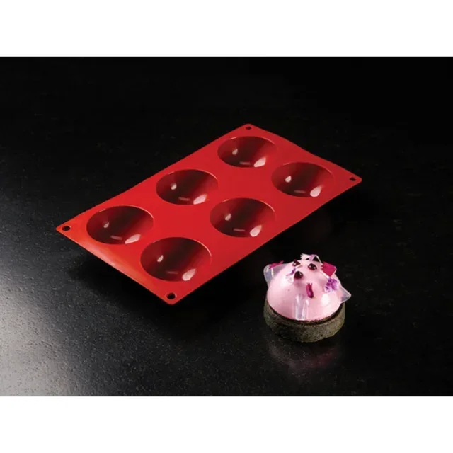 Forma de Silicone Meia-Esfera 6 Cavidades - Diâmetro 70 mm