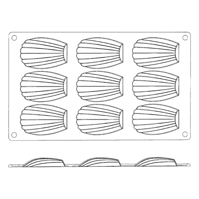 Madeleine Silicone Mold 9 Cavities - 68 mm