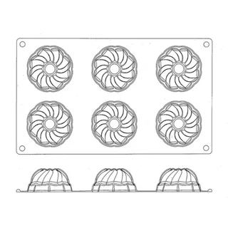 Mini Kugelhopf Silicone Mould 6 Cavities ⌀7.2 cm Non-Stick