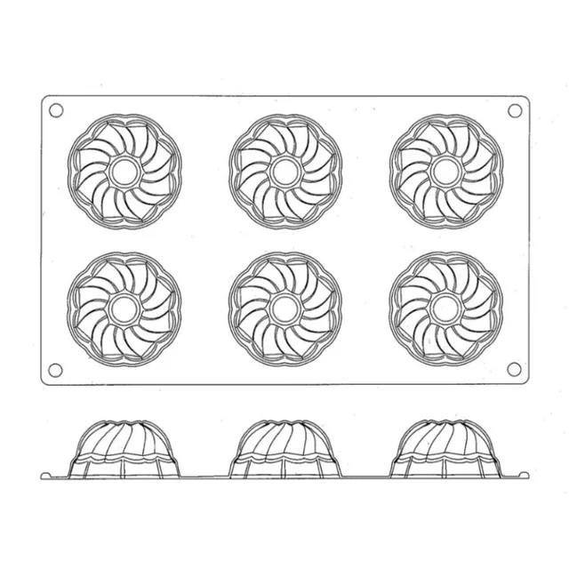 Mini Kugelhopf Silicone Mould 6 Cavities ⌀7.2 cm Non-Stick