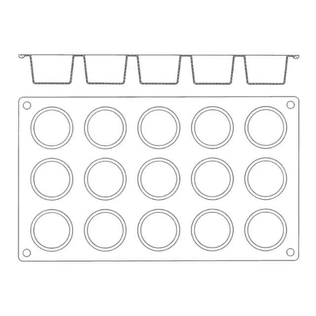 Mini Muffin Silicone Mold 15 Cavities - Diameter 45 mm