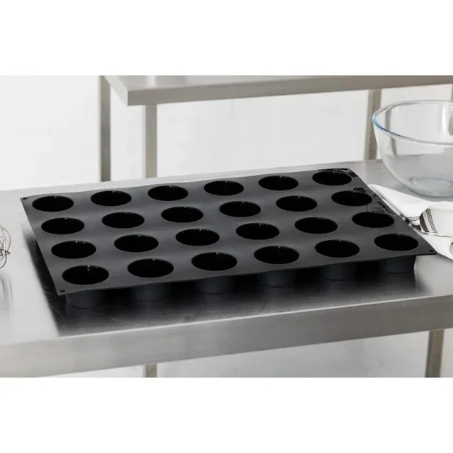 Moule à Muffins Silicone Anti-adhésif 24 Empreintes - Diamètre 7,5 cm