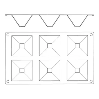 Pyramid Silicone Mould 6 Cavities - 70x70 mm - Professional Pastry