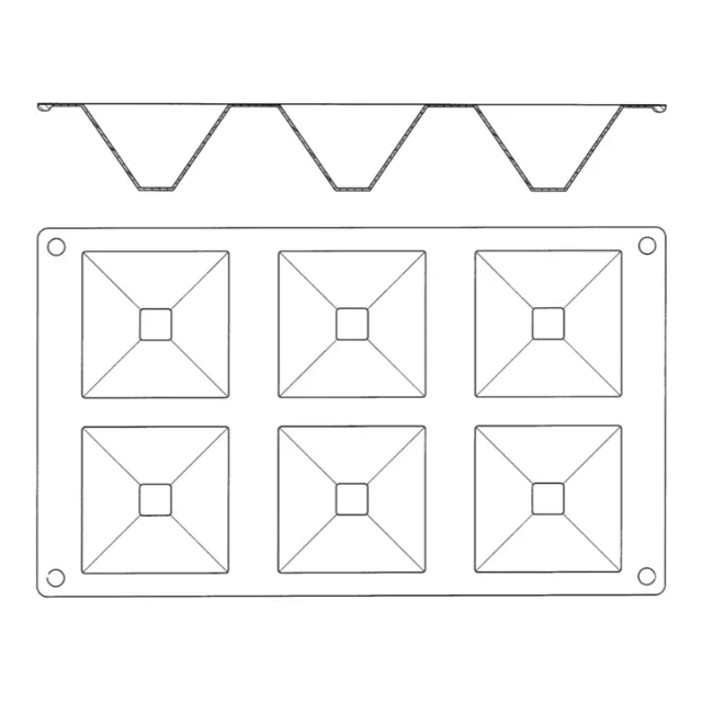 Pyramid Silicone Mould 6 Cavities - 70x70 mm - Professional Pastry