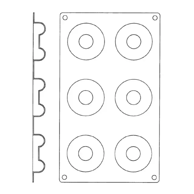 Silicone Savarin Mould 6 Cavities - Diameter 65 mm