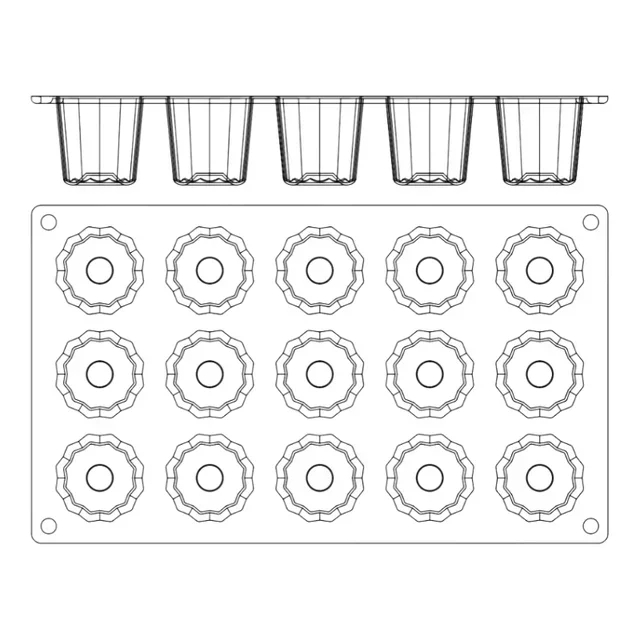 Forma Silicone Canelés 15 Cavidades - Confeitaria Bordalesa