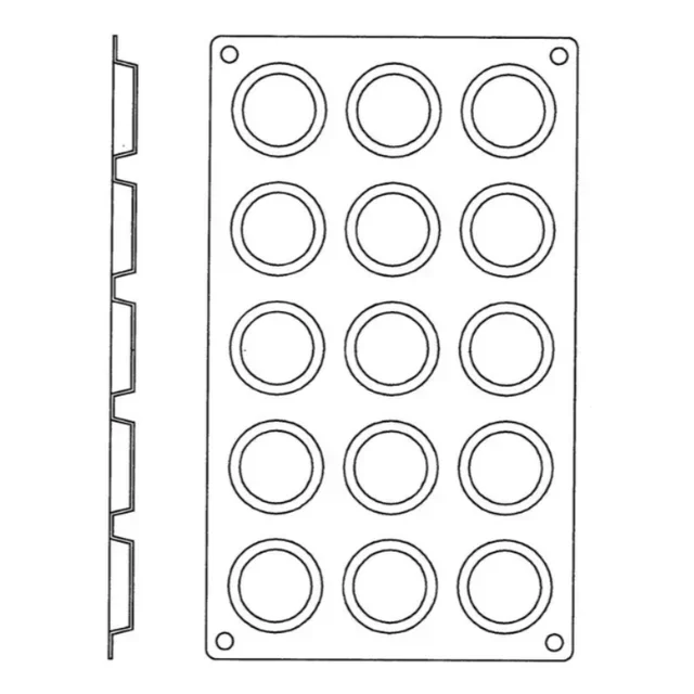 Mini Tartlet Silicone Mold 15 Cavities - Diameter 45 mm