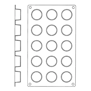 Round Mini Cake Mould Flat Base Silicone - 15 Cavities - 40 mm Diameter