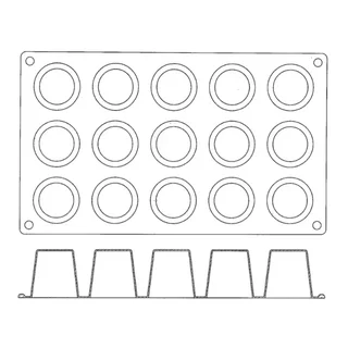 Moule Silicone Darioles Rondes - 15 Cavités - Diamètre 45 mm