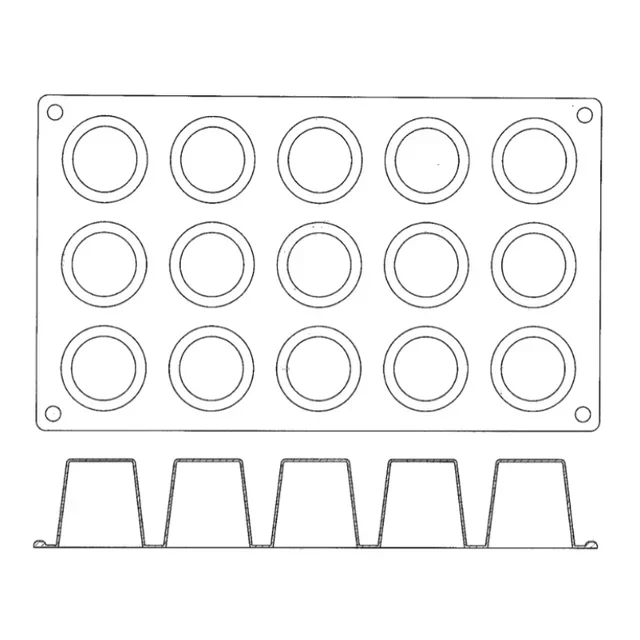 Silicone Round Dariole Mould 15 Cavities - 45 mm Diameter