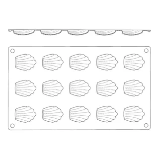 Silicone Madeleine Mould - 15 Cavities - Mini 44 mm Format