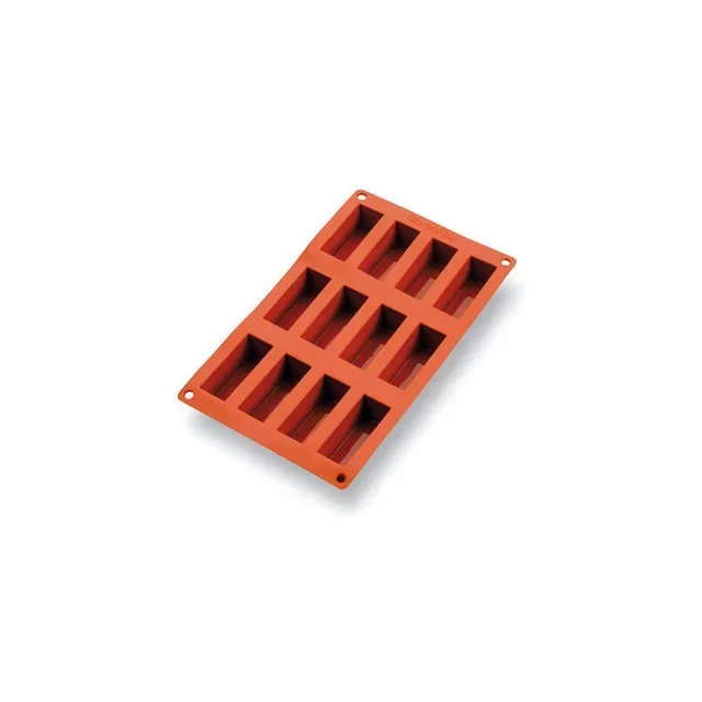 Forma de Silicone Mini-Cakes 12 Cavidades - Formato Retangular 7,5 x 3 cm