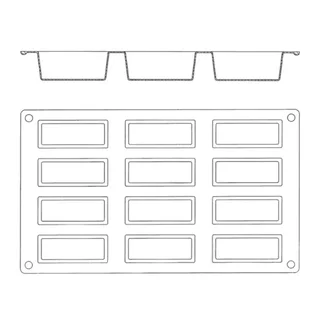 Stampo in Silicone Mini-Cakes 12 Cavità - Formato Rettangolare 7,5 x 3 cm