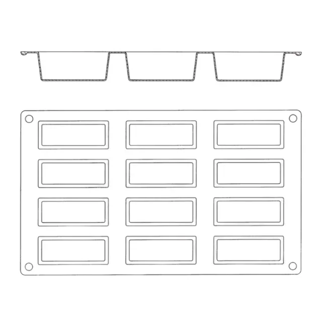 Forma de Silicone Mini-Cakes 12 Cavidades - Formato Retangular 7,5 x 3 cm