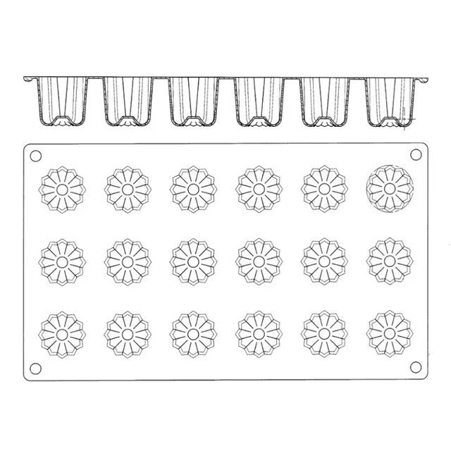 Mini Cannelé Silicone Mould - 18 Cavities - 35 mm Diameter