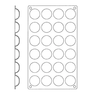 Moule Silicone Rond Fond Bombé - 24 Mini Empreintes - Ø 37 mm
