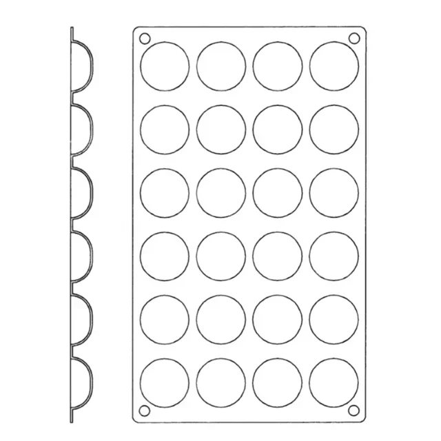 Moule Silicone Rond Fond Bombé - 24 Mini Empreintes - Ø 37 mm