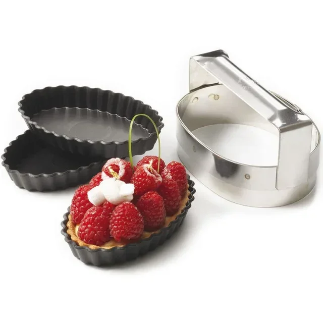 Rectangular Fluted Tartlet Mold 117x70 mm - Set of 12 Pieces