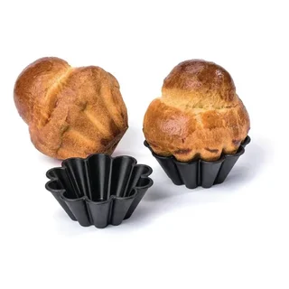 Moules à Mini Brioche 75 mm - Lot de 12 - Revêtement Antiadhésif