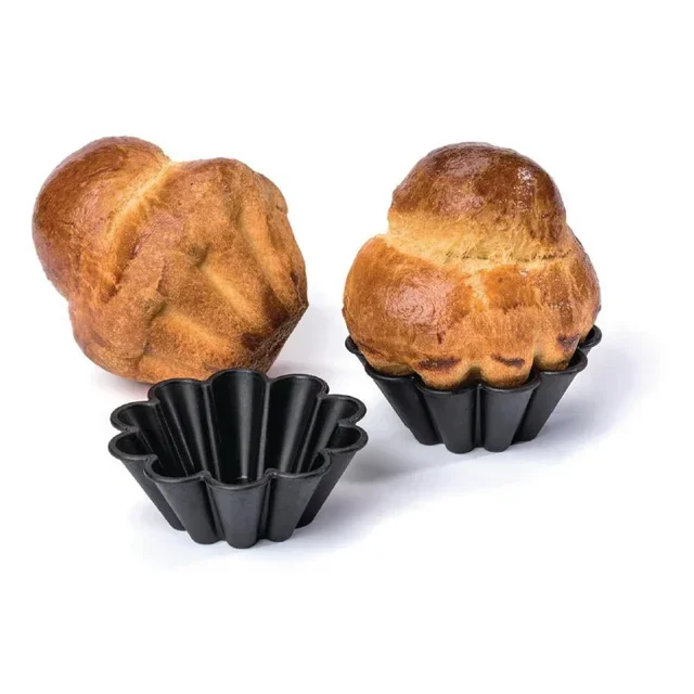 Moules à Mini Brioche 75 mm - Lot de 12 - Revêtement Antiadhésif