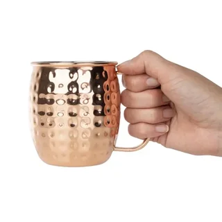 Taza de Acero Inoxidable Martillado con Revestimiento de Cobre - 440 ml