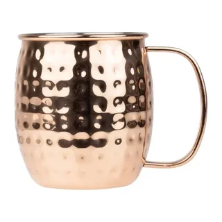 Taza de Acero Inoxidable Martillado con Revestimiento de Cobre - 440 ml