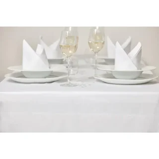 White Tablecloth with Satin Band 1370 x 2280 mm