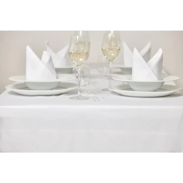 White Tablecloth with Satin Band 1370 x 2280 mm
