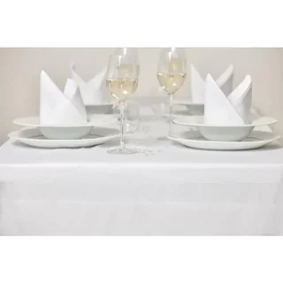 White Rectangular Tablecloth with Satin Band - 137 x 178 cm