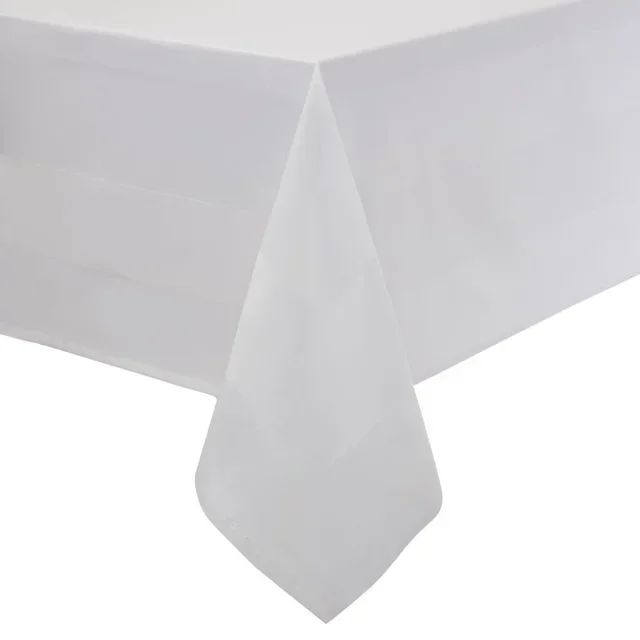 White Rectangular Tablecloth with Satin Band - 137 x 178 cm