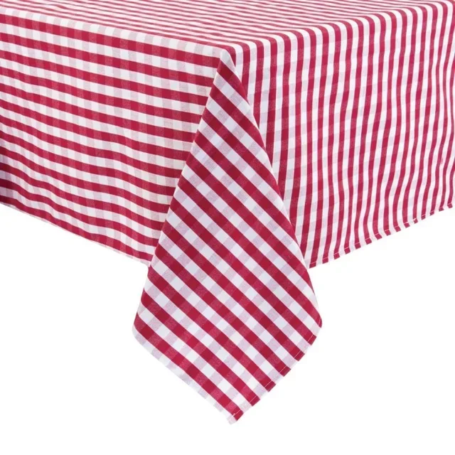 Quadratische Tischdecke Rot Kariertes Muster Polyester 1320 X 1320Mm