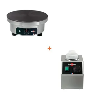 Electric Crepe Maker Set with Integrated Chocolate Warmer