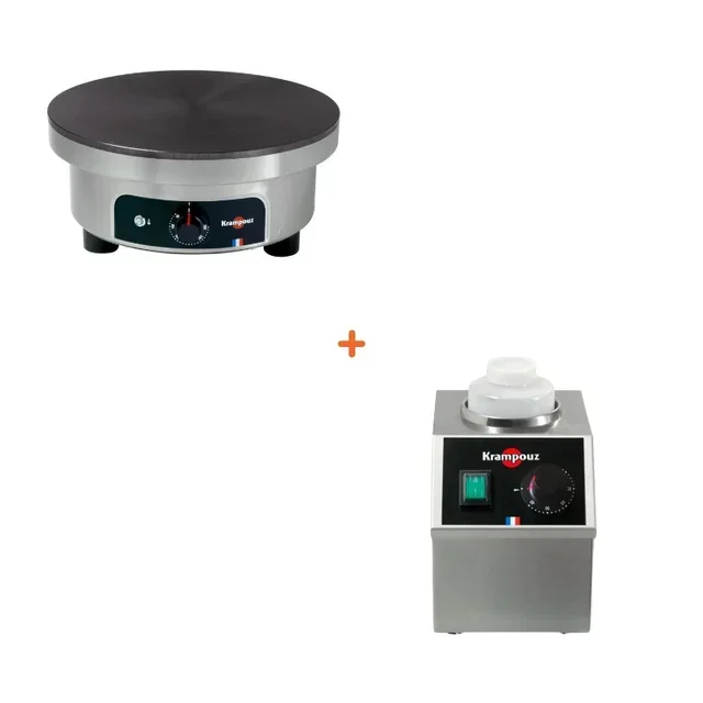 Electric Crepe Maker Set with Integrated Chocolate Warmer