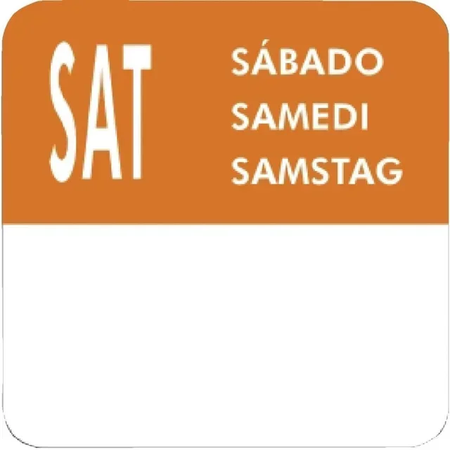 Lote de 7 Rolos de Etiquetas Dias da Semana - 1000 Etiquetas por Rolo