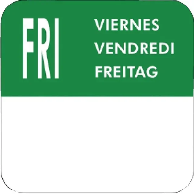 Lote de 7 Rolos de Etiquetas Dias da Semana - 1000 Etiquetas por Rolo