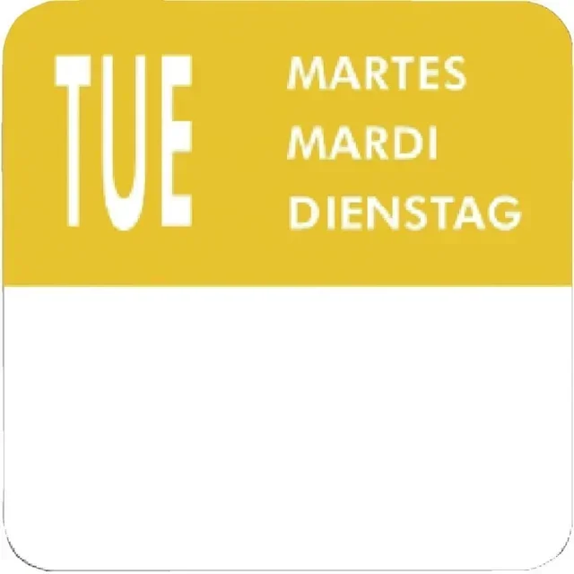 Lote de 7 Rolos de Etiquetas Dias da Semana - 1000 Etiquetas por Rolo