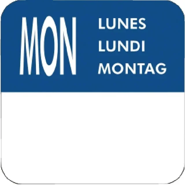 Lote de 7 Rolos de Etiquetas Dias da Semana - 1000 Etiquetas por Rolo