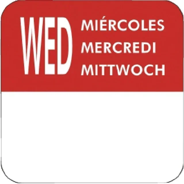 Lote de 7 Rolos de Etiquetas Dias da Semana - 1000 Etiquetas por Rolo