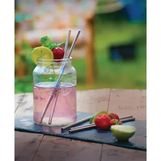 Reusable Stainless Steel Straws 21.5 cm - Set of 25 Pieces