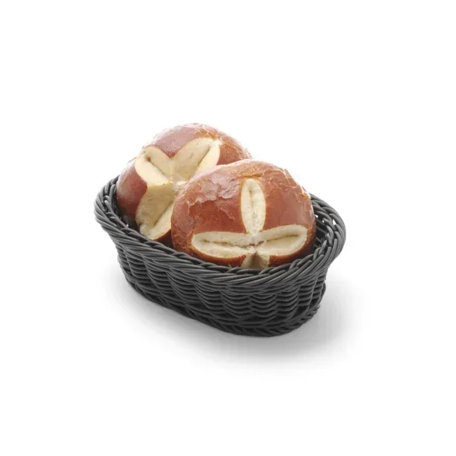 Black Oval Bread Basket 190x120mm - Elegant Design
