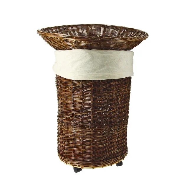Natural Wicker Rolling Display Stand with Removable Base - 70 cm Diameter