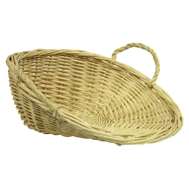 Panier en Osier Blanc Rond avec Poignée - Diamètre 32 cm