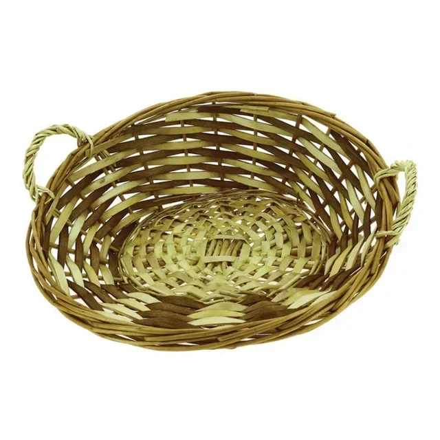 Natural Wicker Basket with Handle - Brown 35 x 32 cm