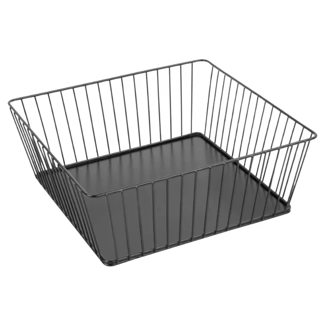 Square Metal Serving Basket - Black - 28 x 28 x 10 cm