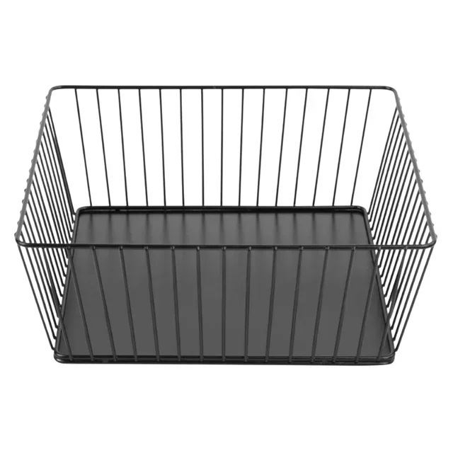 Square Metal Serving Basket - Black - 28 x 28 x 10 cm
