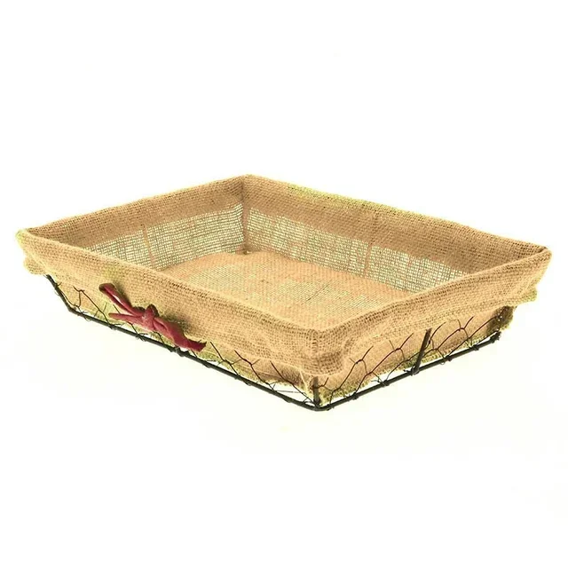 Panier de Rangement Charlotte Rectangulaire en Métal et Tissu - 33 x 23 cm