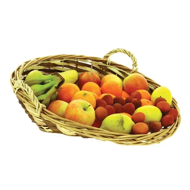 Natural Wicker Storage Basket with Handle - Brown 44 x 42 cm